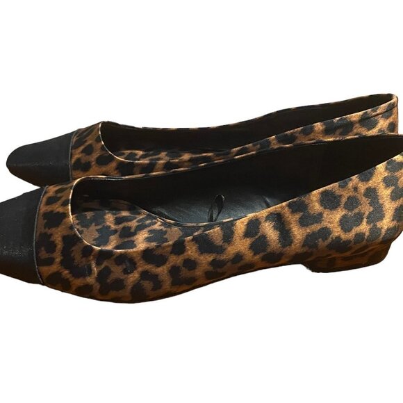 ZARA Cap Toe Animal Print Ballet Flat Leopard 10.5 Excellent Condition - Picture 5 of 6